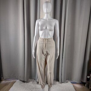 New Directions Women's 100% Cotton, Cream Colored Casual Drawstring Pants Size L